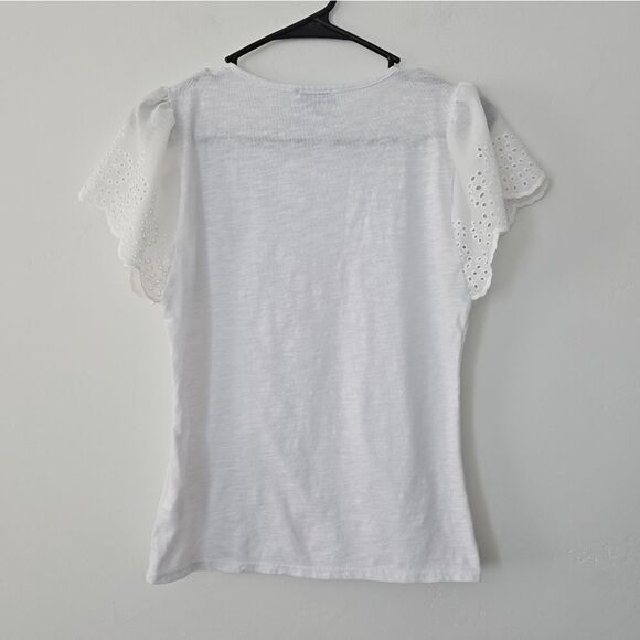 CeCe Eyelet Flutter Sleeve Knit Top NWOT - Picture 5 of 6